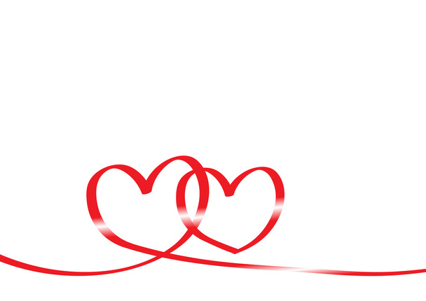 Fita vermelha em forma de dois corações
 - Vetor, Imagem