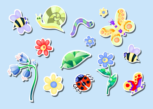 Collection de fleurs et d'insectes
 - Vecteur, image