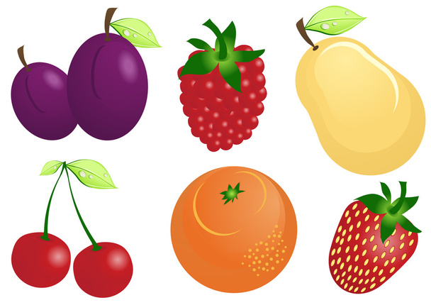 Fruits and berries - Vector, Image