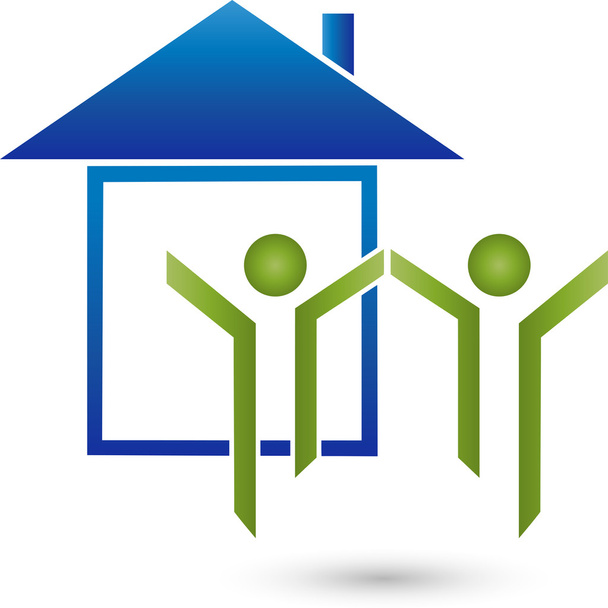 Zwei Menschen, Haus, Logo, Dienstleistung - Vector, Image
