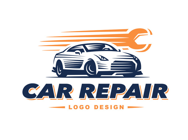 Logotipo de reparación del coche sobre fondo ligero
 - Vector, Imagen