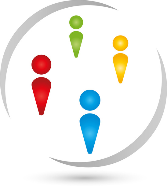 Vier osob, Logo, Gruppe, Partnerschaft - Vektor, obrázek