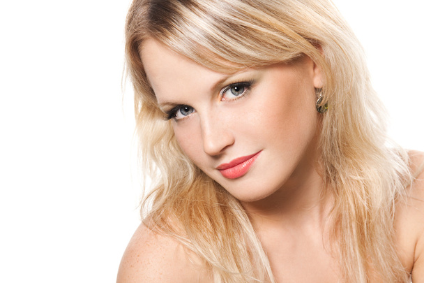 Close-up portrait of a young blond woman with perfect skin - Photo, Image