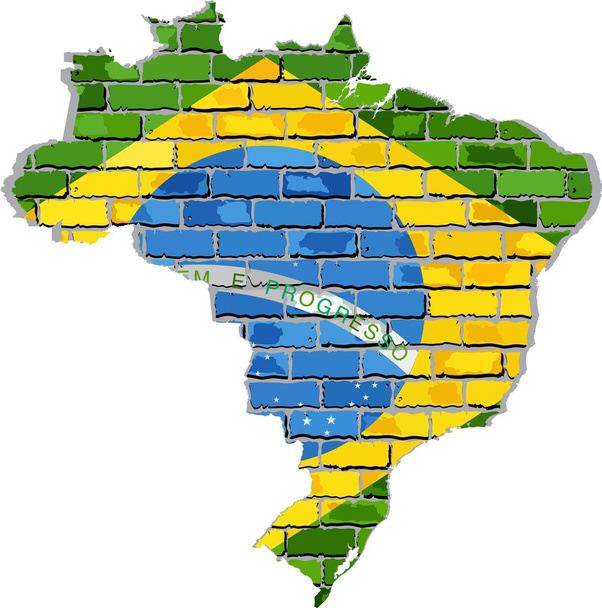 Brasilien-Karte auf einer Ziegelmauer - Vektor, Bild