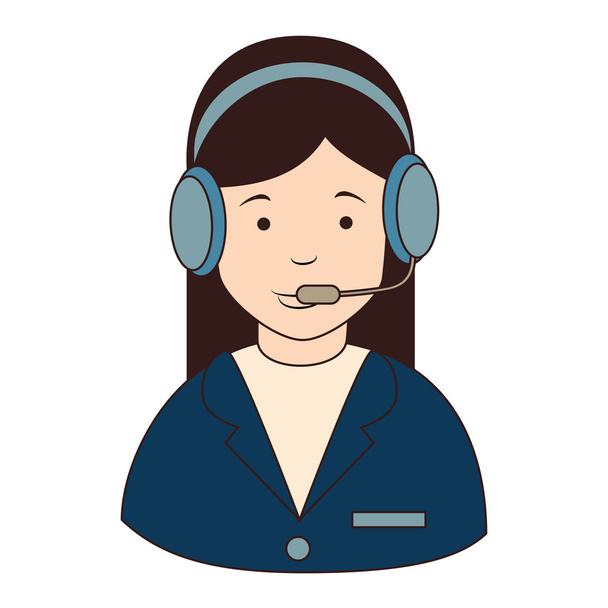 nő callcenter fejhallgató ikonra, vektoros illusztráció - Vektor, kép