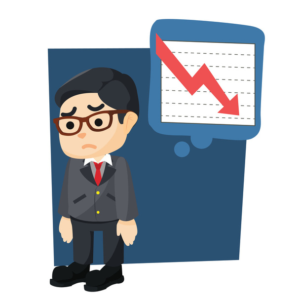 businessman sad because the graphics fall - Vector, afbeelding
