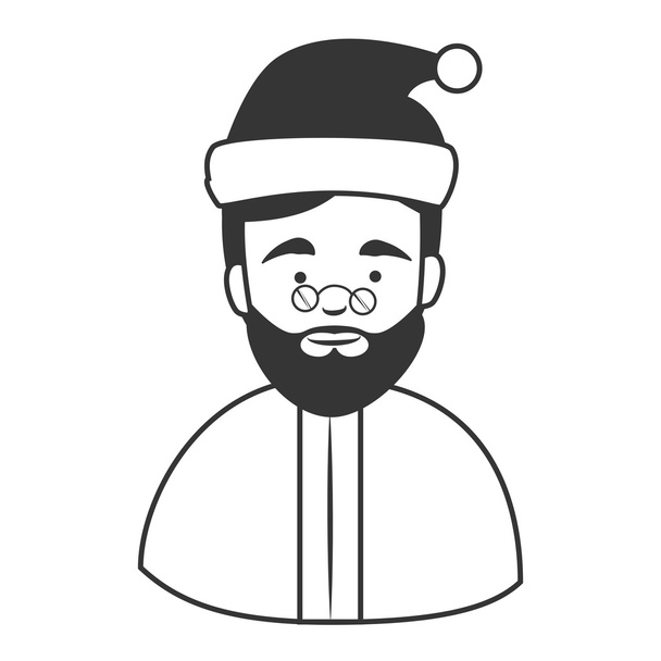 Old man santa claus hat icon - Vector, Image