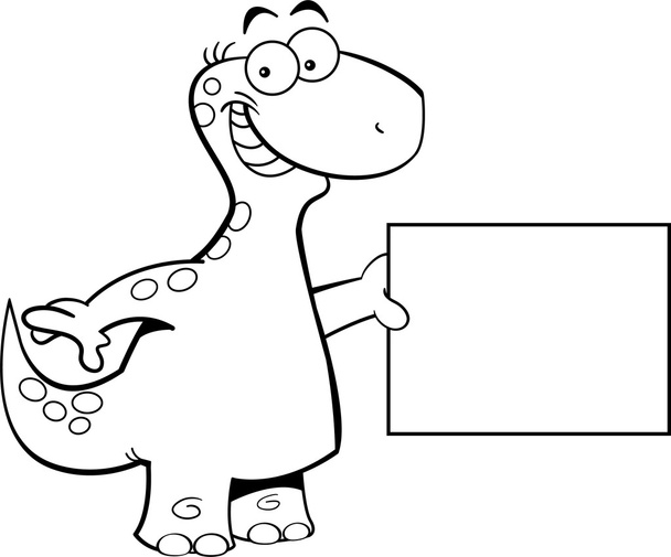 Бронтозавр со знаком
 - Вектор,изображение