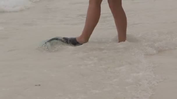 For the first time put on flippers - Footage, Video