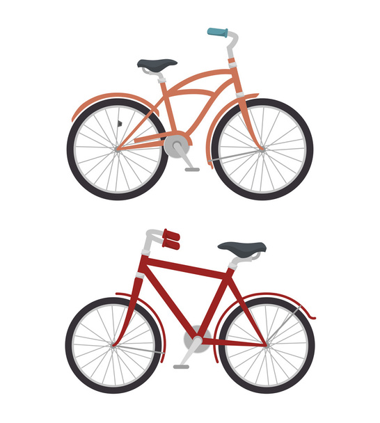 комплект моделей велосипедов изолированный дизайн иконки
 - Вектор,изображение