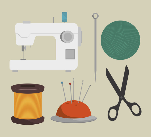A Set Of Sewing Tools. Threads, Needles, Buttons And Sewing Machine,  Mannequin And Fabric Cuts. Royalty Free SVG, Cliparts, Vectors, and Stock  Illustration. Image 169144742.