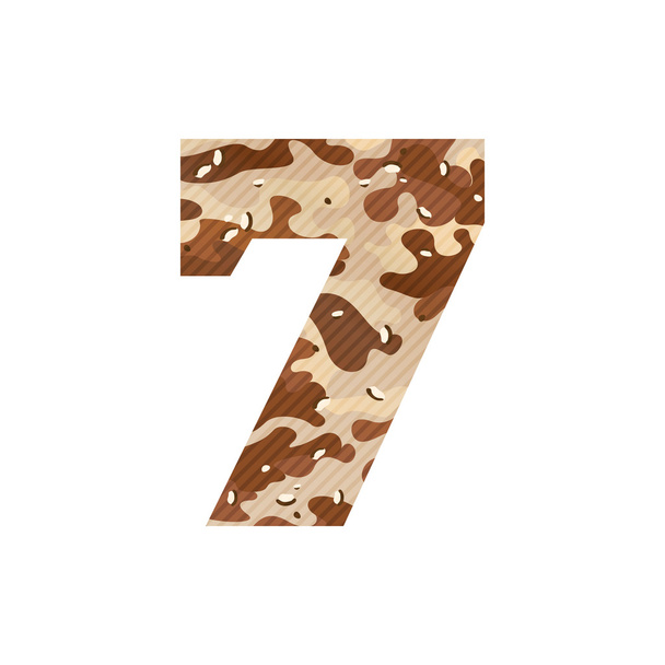 Number seven logo with desert camouflage. - Vector, Image