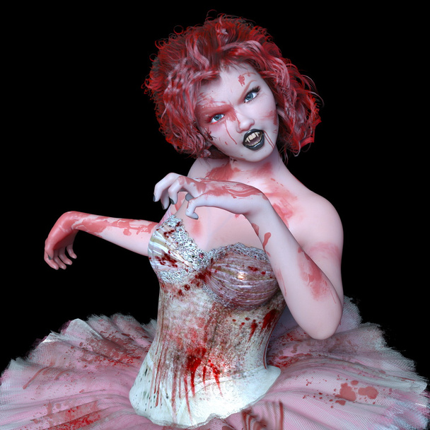 3D CG rendering of a female vampire - Фото, изображение