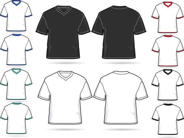 zestaw t-shirty v-neck-wektor zestaw ilustracji - Wektor, obraz