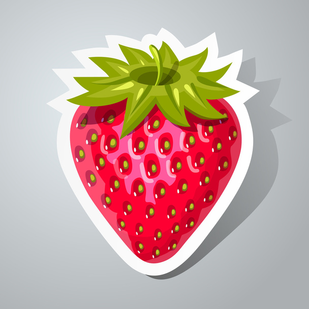 A sticker with strawberry - Διάνυσμα, εικόνα