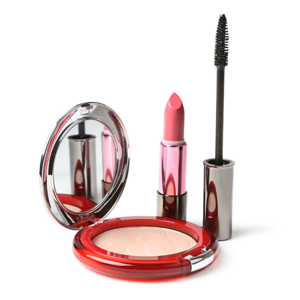 Powder, lipstick, mascara - Фото, изображение