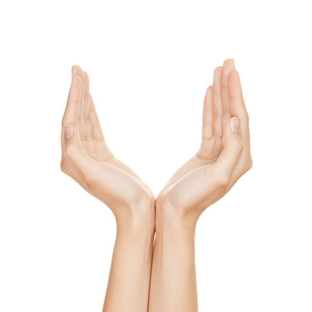άδειο γυναίκα χέρια που απομονώνονται σε λευκό φόντο - Φωτογραφία, εικόνα