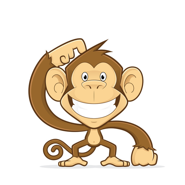 Smiling monkey scratching his head - Vector, Image