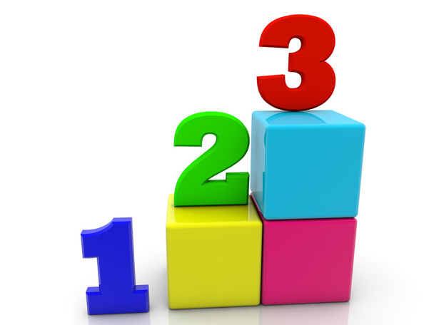 Toy cubes with numbers 1,2,3 on white  - Photo, Image