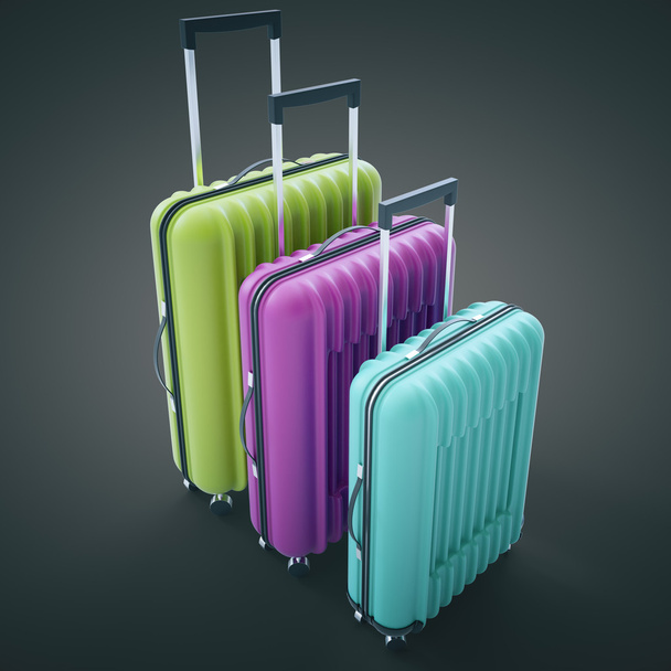 Colorful suitcases on dark background - Foto, imagen