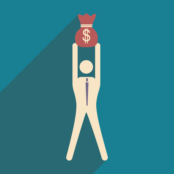 Design plat illustration vectorielle moderne icône homme d'affaires avec sac d'argent
 - Vecteur, image