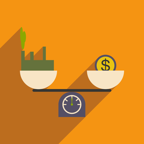 Modern flat icon with shadow House and money on scales - Vector, Image