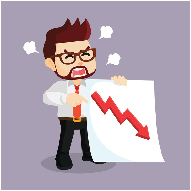 Business man down graphic statistic - Vector, afbeelding