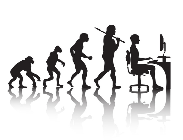 silhouette dell'evoluzione umana su sfondo bianco, illustrazione vettoriale
 - Vettoriali, immagini