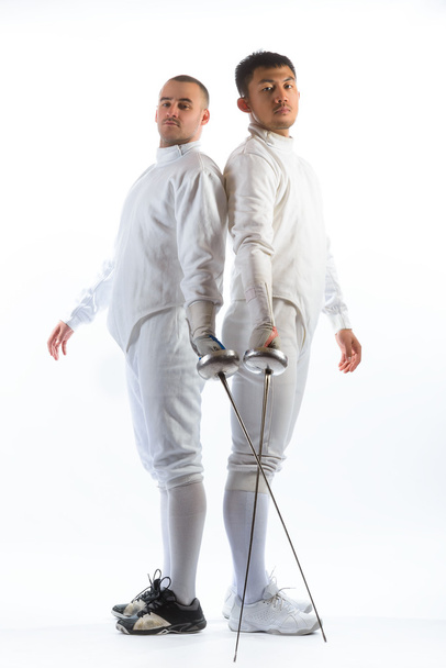 Fencing athletes or players isolated in white background - Φωτογραφία, εικόνα