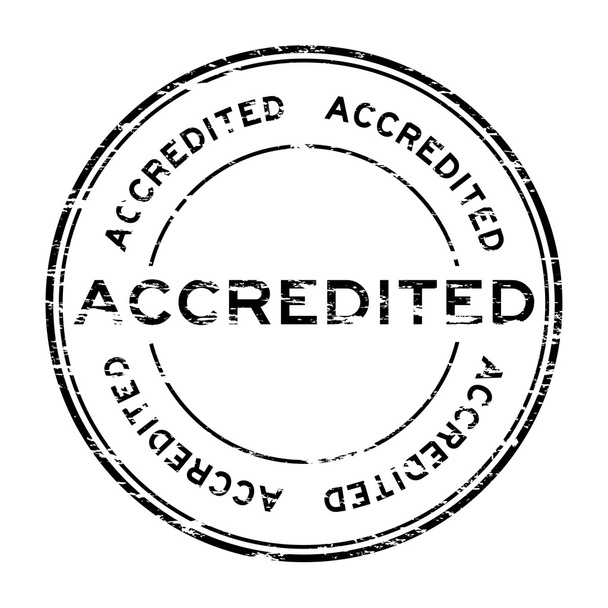 Grunge round black accredited stamp - Vector, Image