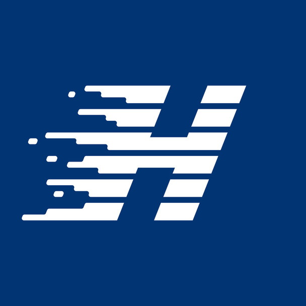 Letter H logo with fast speed lines.  - Vector, Image