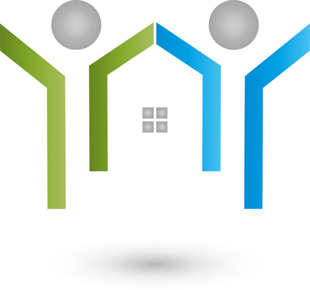 Zwei Menschen, Haus, Logo, Paar, Immobilien - Vector, Image