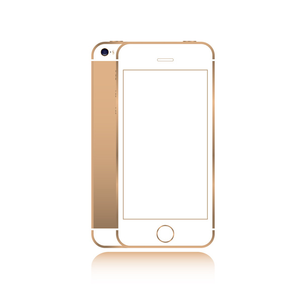 Realista smartphone cor dourada telefone estilo mockup isolado no fundo branco. Para elemento web e mockup de aplicativos
 - Vetor, Imagem