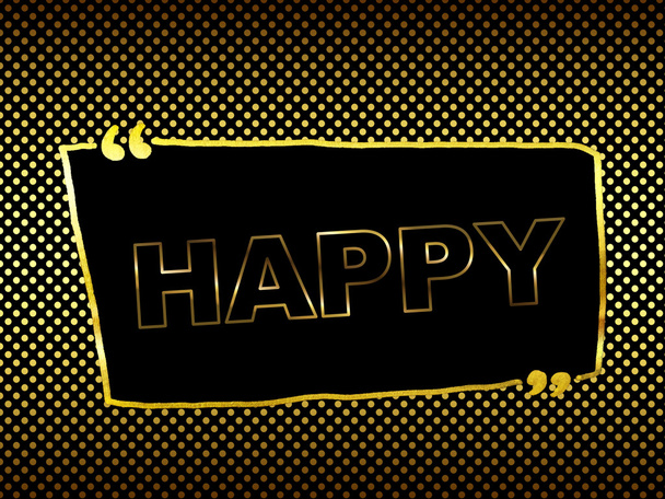 word "Happy" on golden polka dot background - Photo, Image