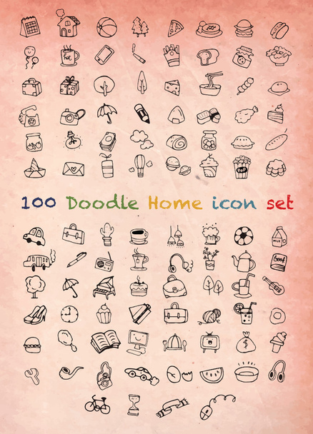 100 Vektor neue Doodle-Symbole Universal-Set - Vektor, Bild