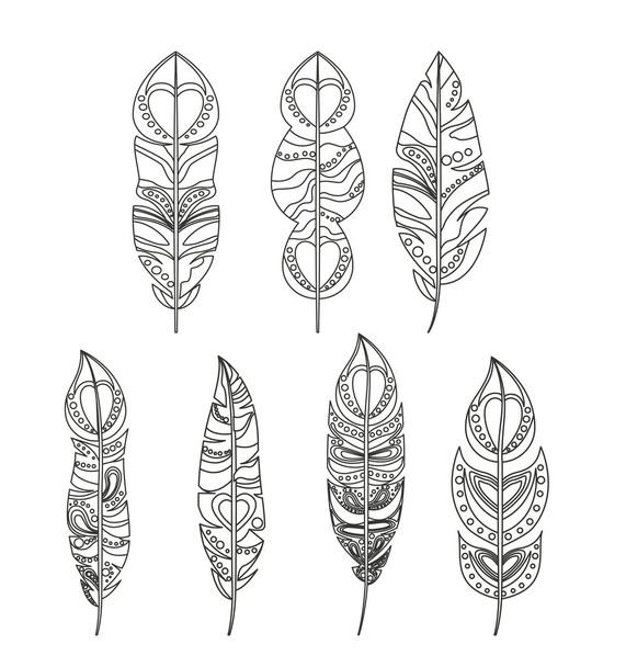 feather pattern set isolated icon design - Vector, Image