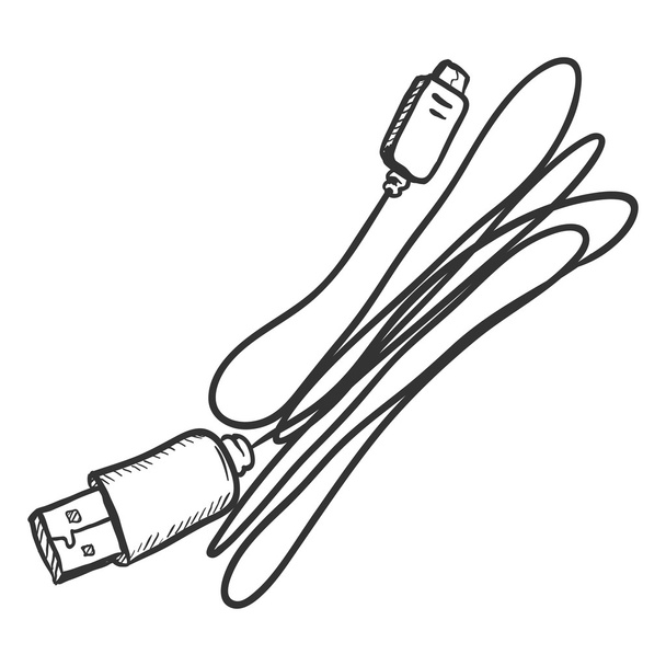 USB wire for Mobile Phones - Vector, Image