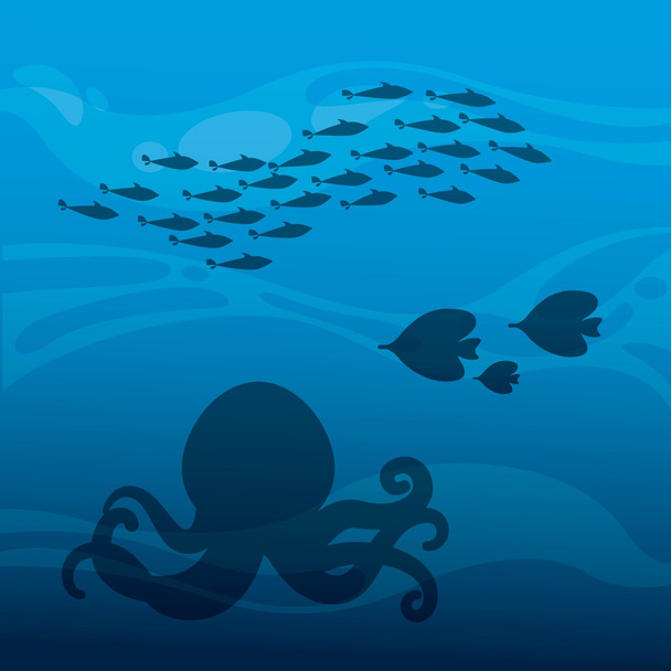 Octupus and fish icon.   - Vektor, obrázek