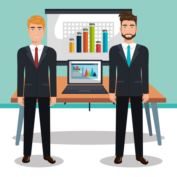 businesspeople in training process  isolated icon design - Vector, Image