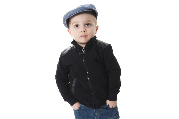 cute baby portrait on a white wearing hat - Photo, image