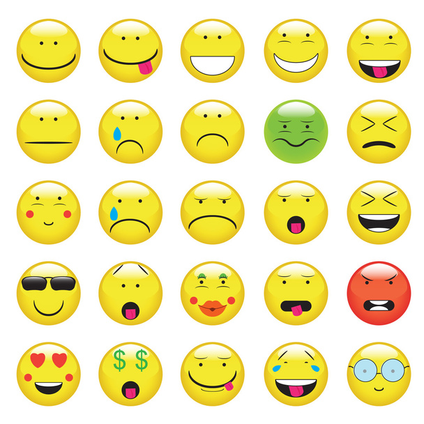 Emoji. emotikony úsměv sady ikon.  - Vektor, obrázek
