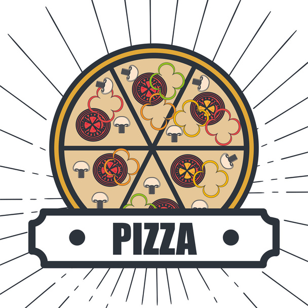delicious pizza isolated icon design - ベクター画像
