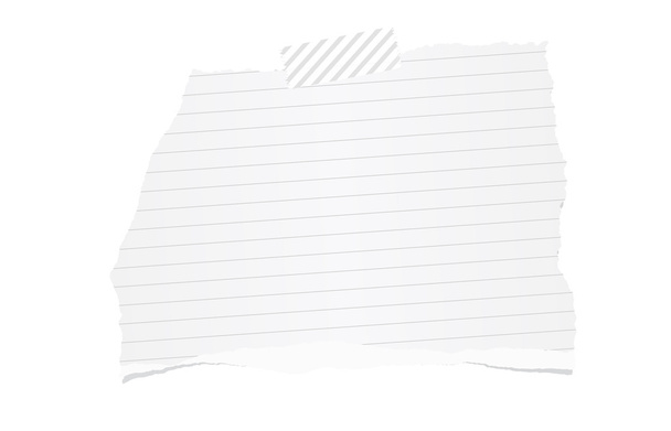 weiß gerissenes liniertes Notizpapier wird mit Klebeband auf Hintergrund geklebt - Vektor, Bild