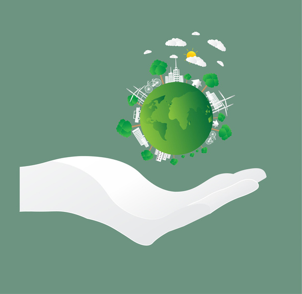 Save earth concept, paper cut style - Vector, Image