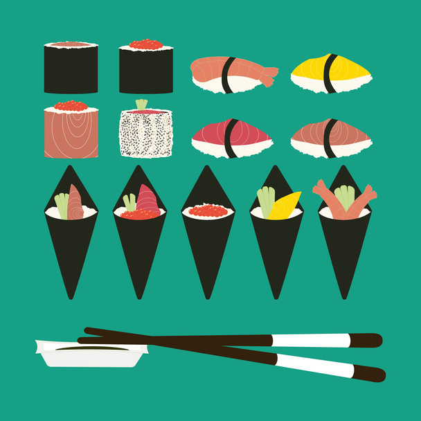 巻き寿司セット図 - ベクター画像