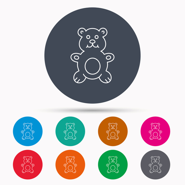 Teddy-bear icon. Baby toy sign. - Vector, Imagen