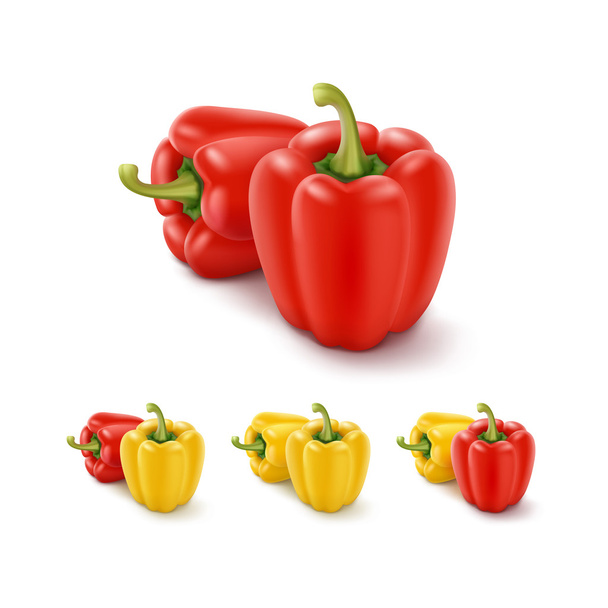 Barevné žluté a červené sladké bulharská paprika, Paprika, samostatný - Vektor, obrázek