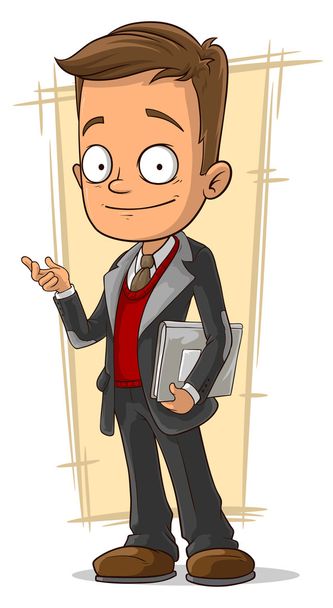 Cartoon business man with document case - Vektor, Bild
