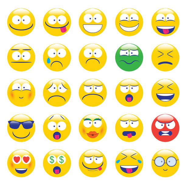 Emoji. Icon set ifadeler smile - Vektör, Görsel