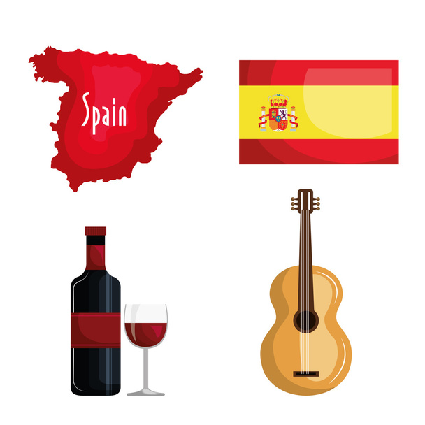 Spanish culture icons isolated icon design - Vector, Image